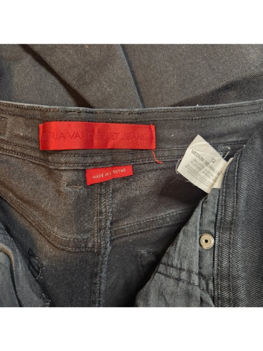 Gloria Vanderbilt Jeans Black Tapered High Rise Denim Blue Jeans Size 12 MEDIUM - Picture 8 of 8